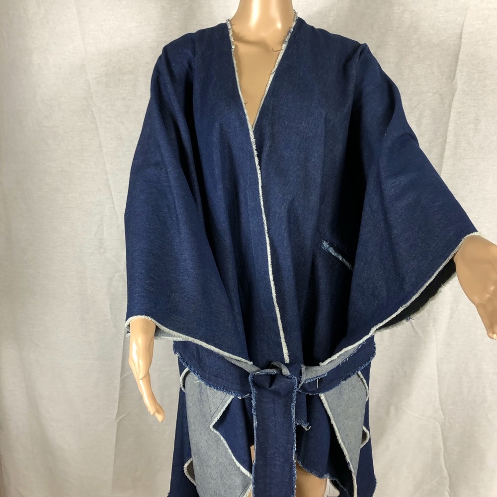 Donni Charm Denim Belted Poncho - Picture 3 of 3